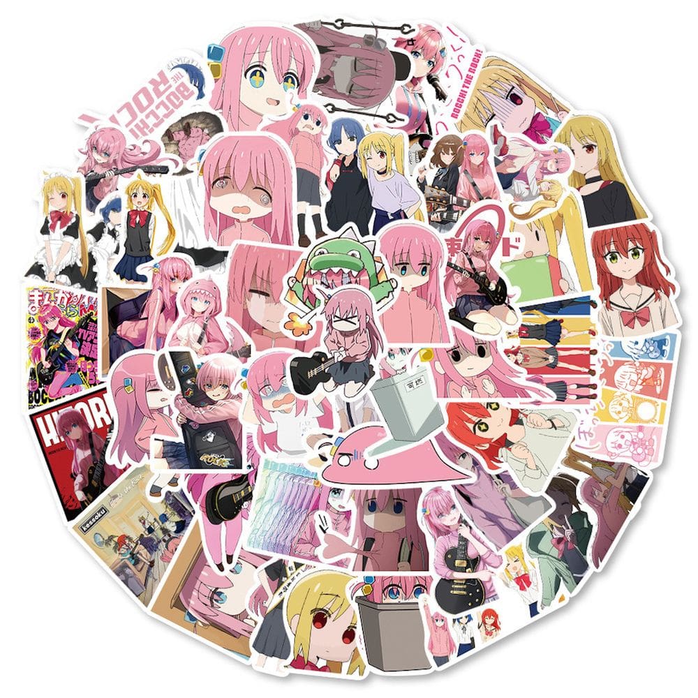 Pacote de adesivos Bocchis The Rocks Anime, 50 unidades de cartão decorativo