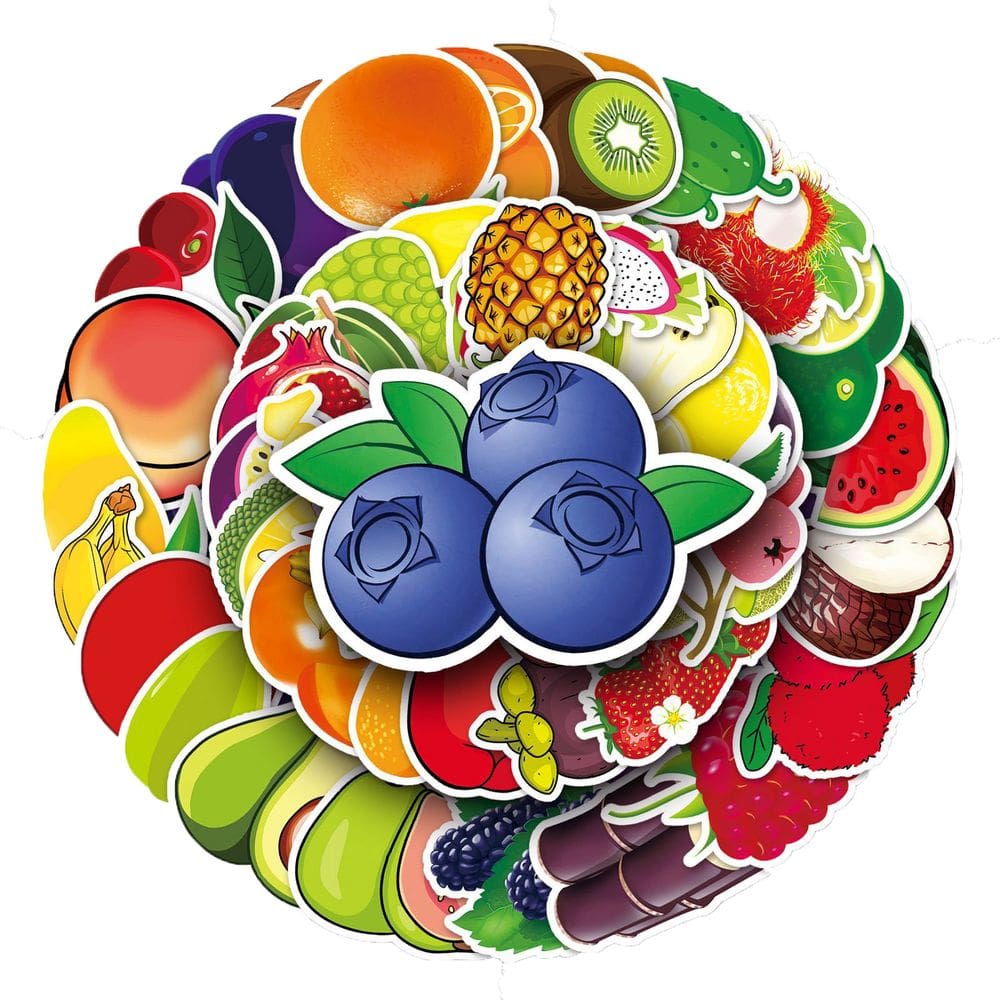 Adesivos, 50 unidades/lote de frutas, anime de vinil impermeável para laptop