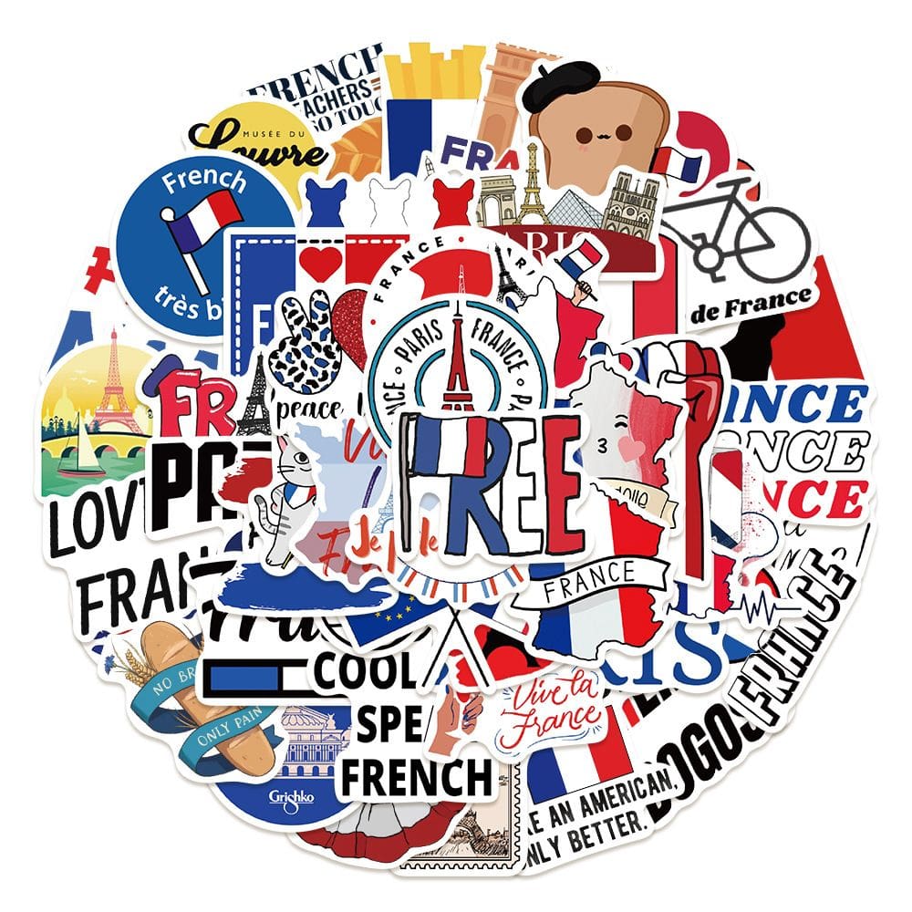 Adesivos de vinil impermeável francês, anime, 50 unidades/lote para laptop