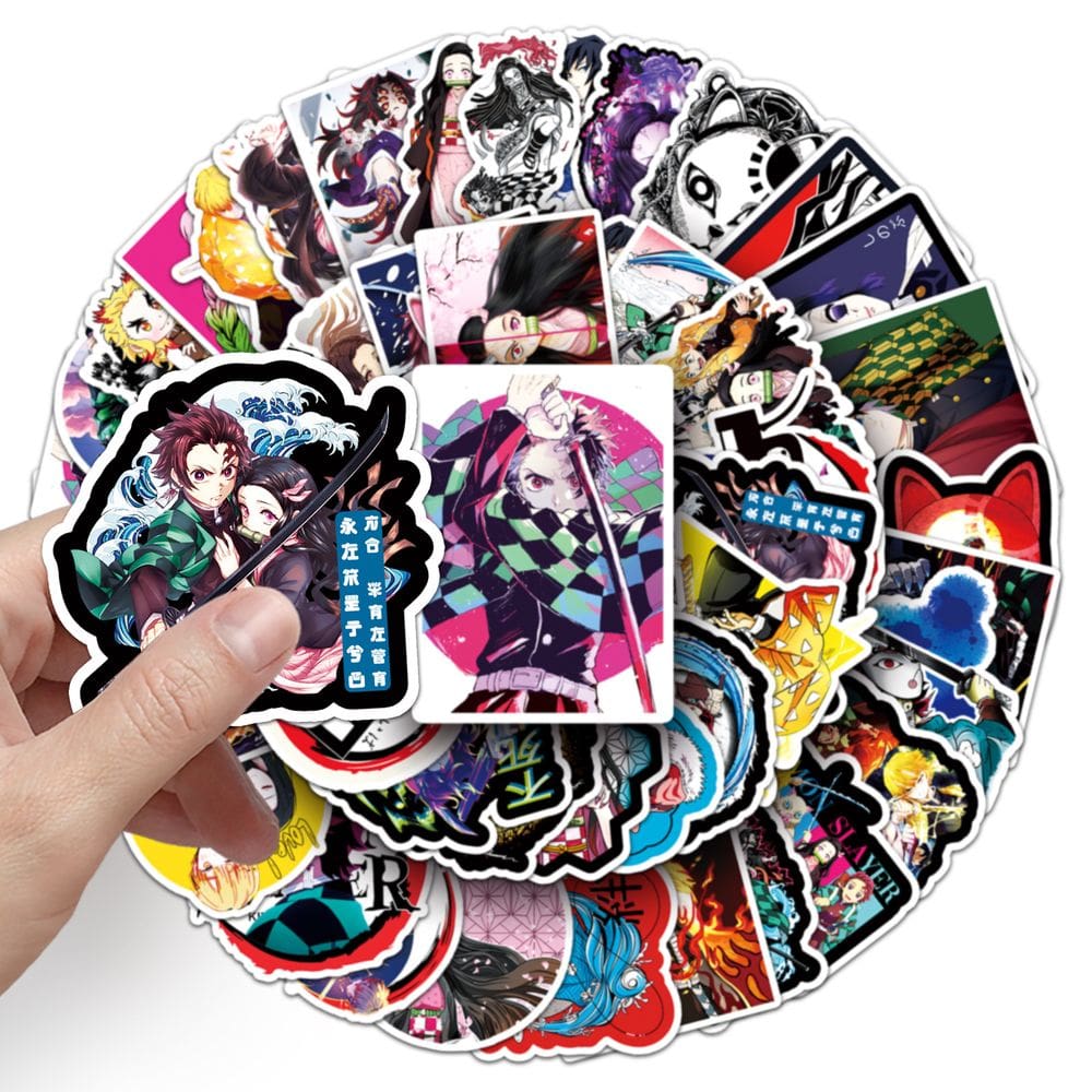 Adesivos Demons Slayers, vinil impermeável, anime, 50 unidades