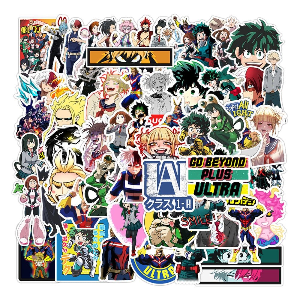 Adesivos My Heros Academias, vinil impermeável, 70 unidades