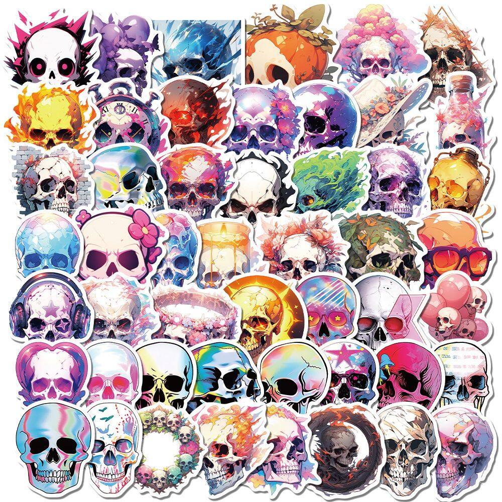 Adesivos 50 unidades/lote de Halloween Fantasys Skulls Waterproof Vin