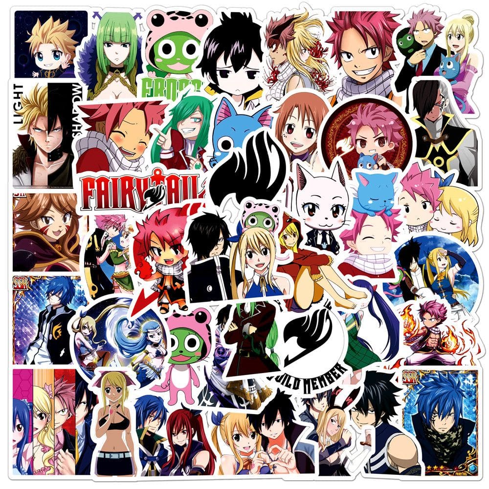 Adesivos Fairys Tails, vinil impermeável, anime, 50 unidades/lote