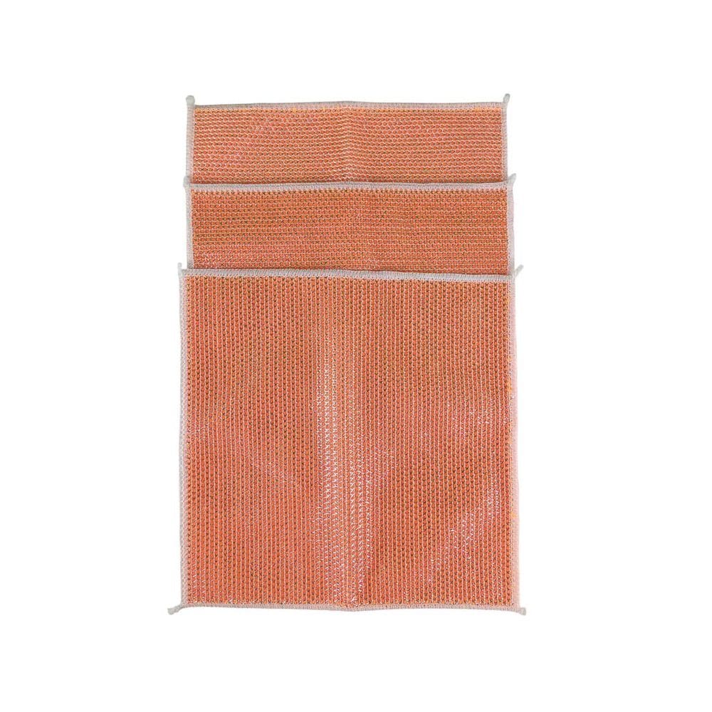 Kit 3 Pano Multiuso Laranja Aramado Metalico Limpeza Cozinha Panela Prato