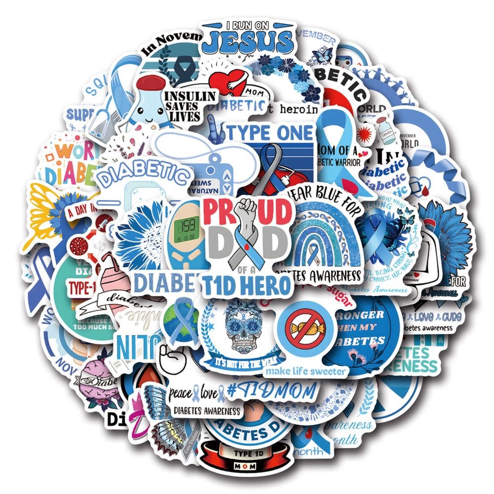 Adesivos para diabéticos, 55 peças de vinil impermeável, anime, 5-7 cm