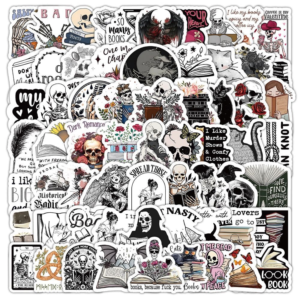 Adesivos, 100 unidades/lote, caveiras de Halloween, vinil impermeável, anime