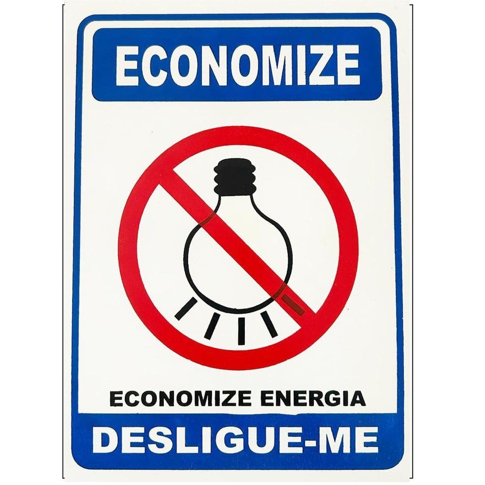 Placa Aviso Economize Energia Desligue-Me 20Cmx15Cm Pvc