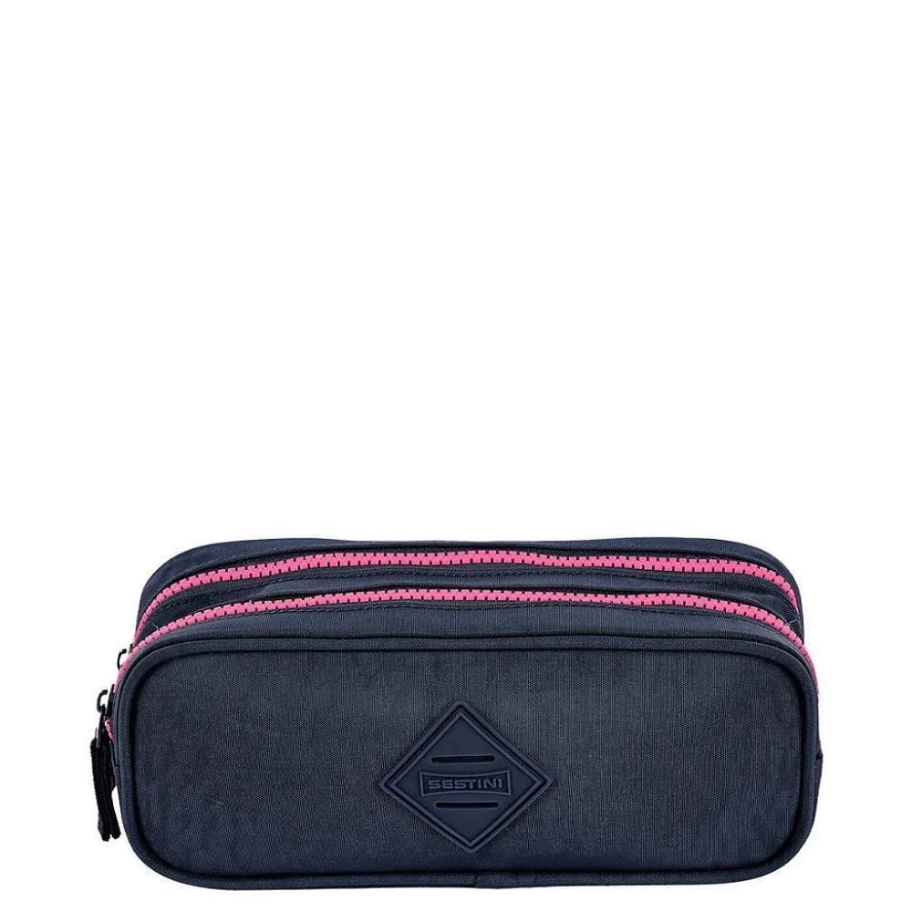 Estojo Sestini 2 Compartimentos Crinkle Azul Neon