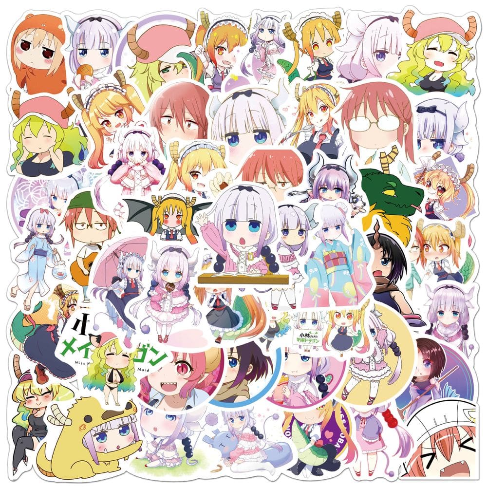 Adesivos impermeáveis Miss Kobayashi`s Dragon Maid (50 unidades)