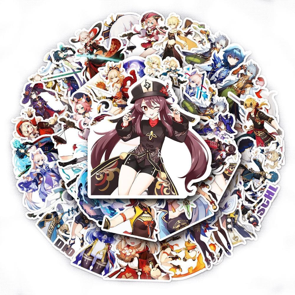 Adesivos de anime em vinil impermeável Genshins Impacts (50 unidades)