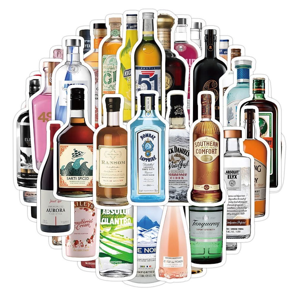 Adesivos de 60 unidades/lote de vinhos, garrafas de vinil impermeável, anime Stic