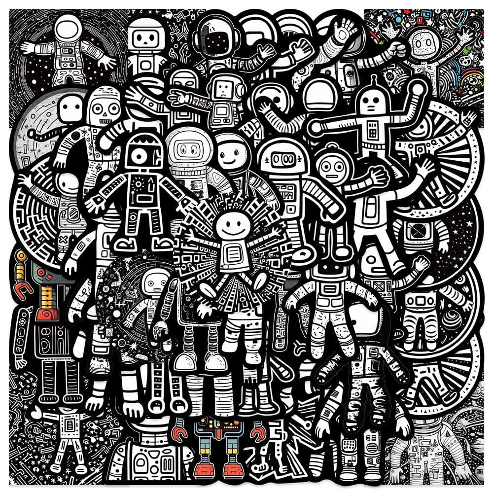 Adesivos Spaces Robots, vinil impermeável, anime, 50 unidades/lote