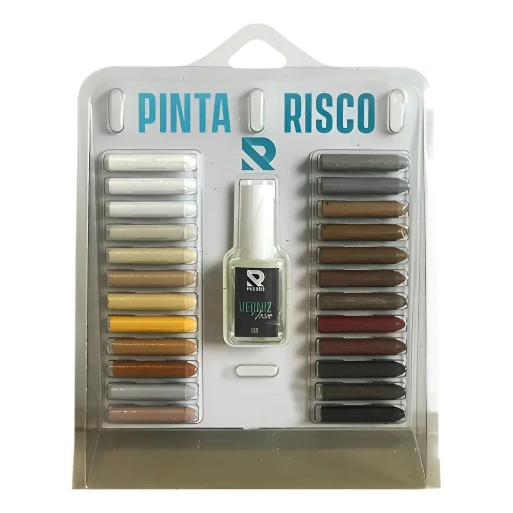 2X Kit Giz 24 Cores + Verniz Fosco Para Reparos Em Mdf/Madei