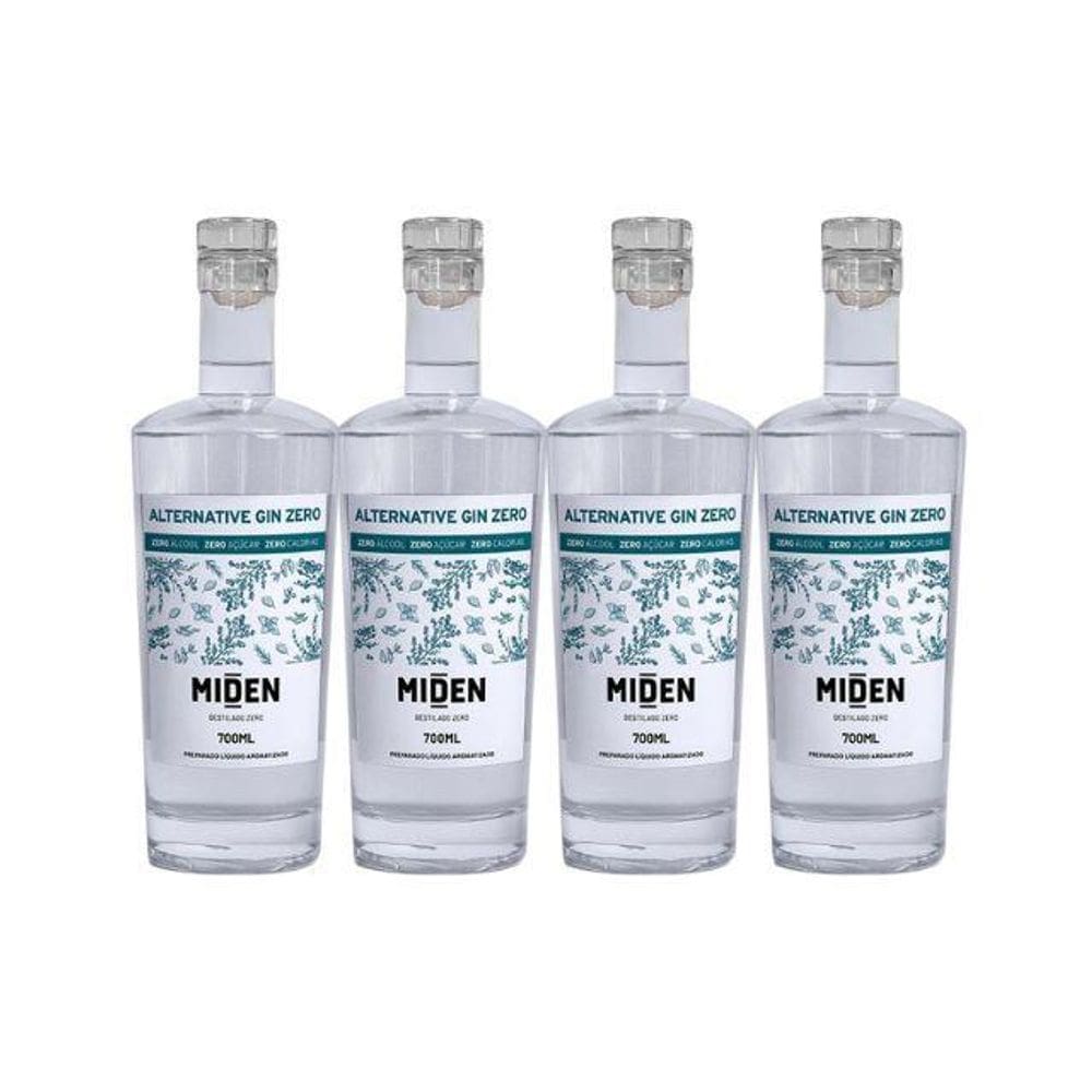 Gin Sem Álcool Miden - 700Ml - Nacional - 04 Unidades