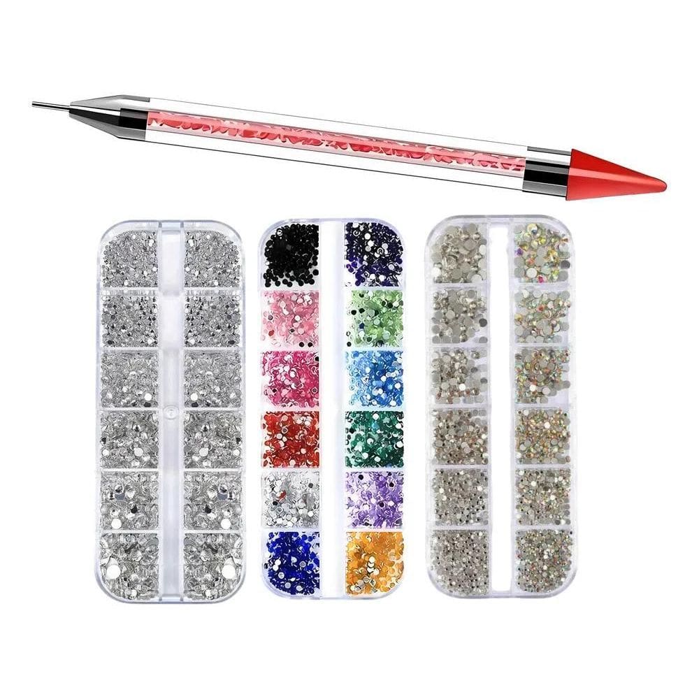 2X Kit 3 Estojo Strass Furta Cor Prata Colorido + Caneta Str