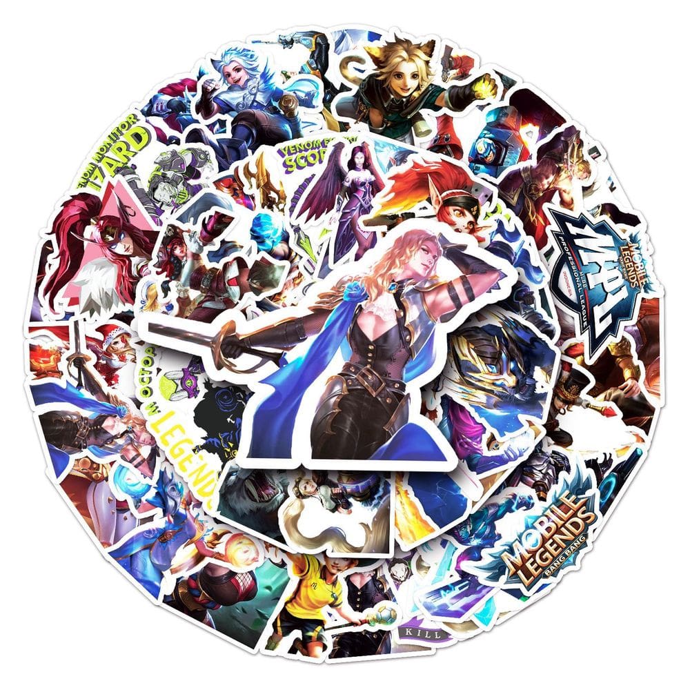 Adesivos Mobile Legends Bangs Bangs à prova d`água 50 unidades/lote