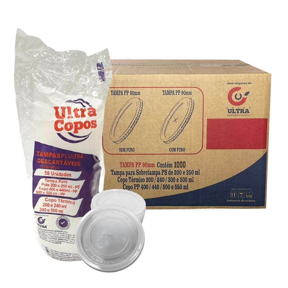 Tampa P/Copo 400Ml 500Ml Copo Isopor 240/300Ml C/Furo C/1000