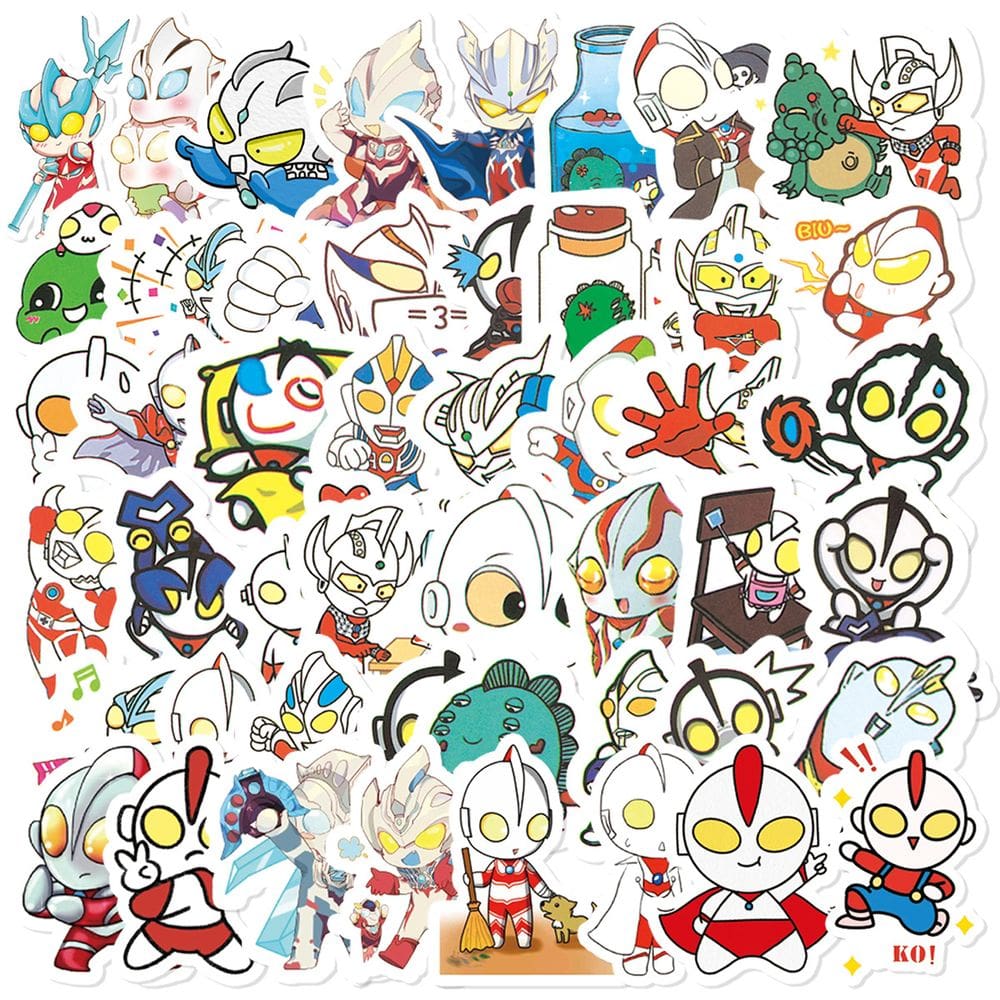 Adesivos Ultramans, vinil impermeável, anime, 64 unidades/lote, 5-7 cm