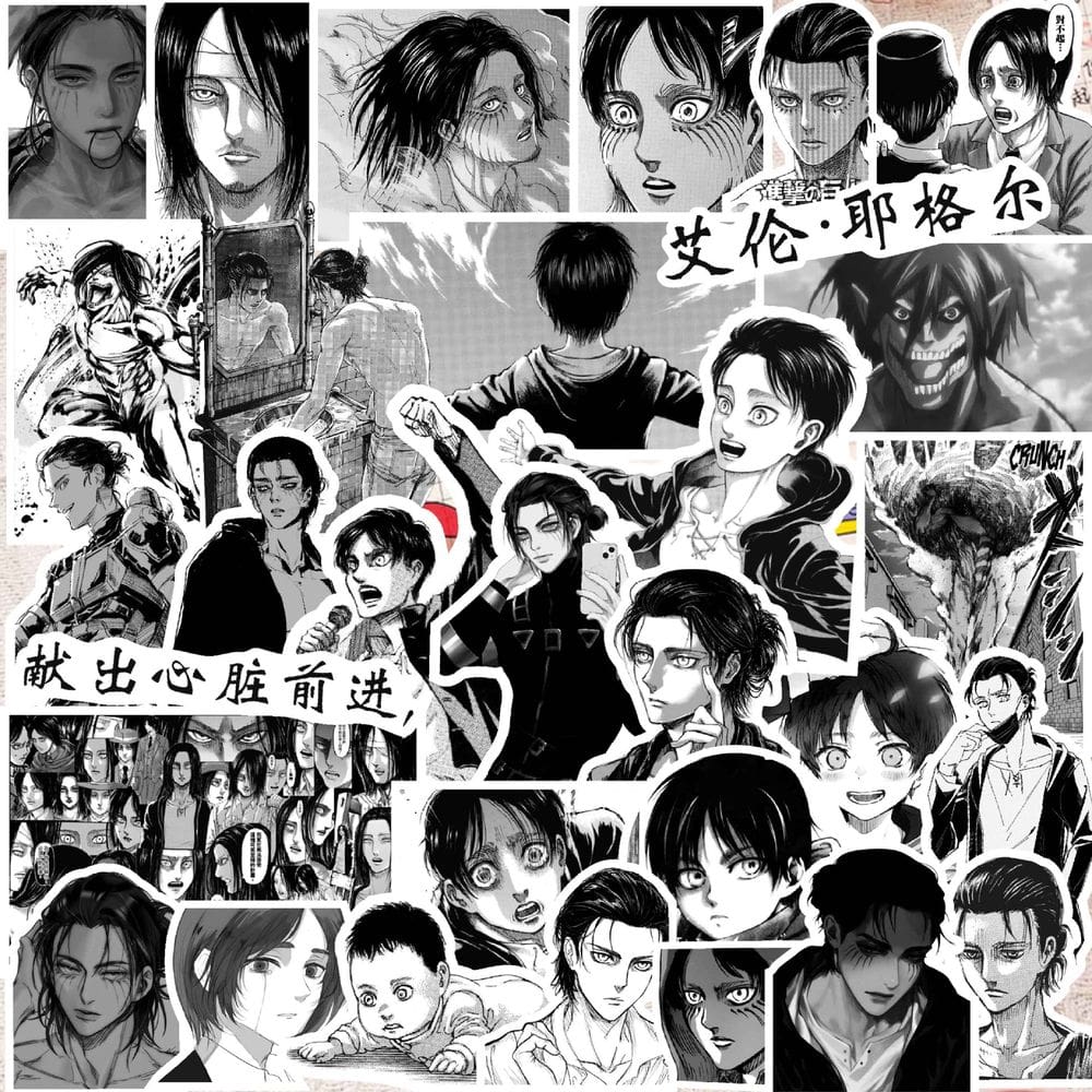 Adesivos de anime em vinil impermeável Attacks On Titans (68 unidades)