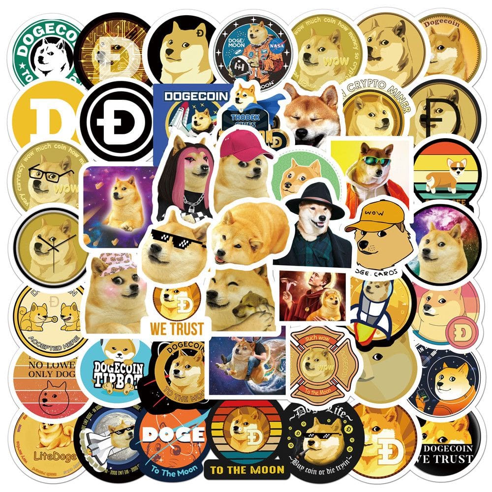 Adesivos Dogecoins em vinil impermeável Anime 100 unidades/lote