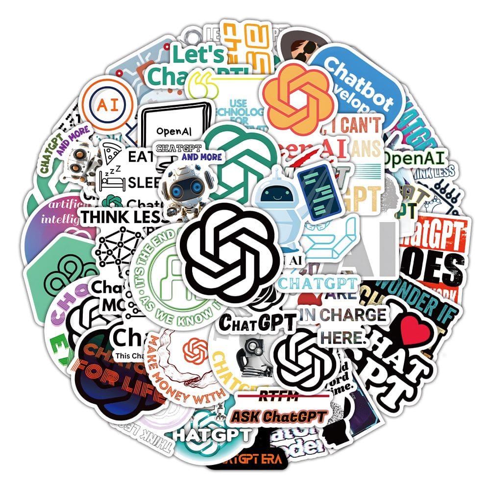 Pacote de adesivos Chat Gpts Anime, vinil impermeável, 50 unidades