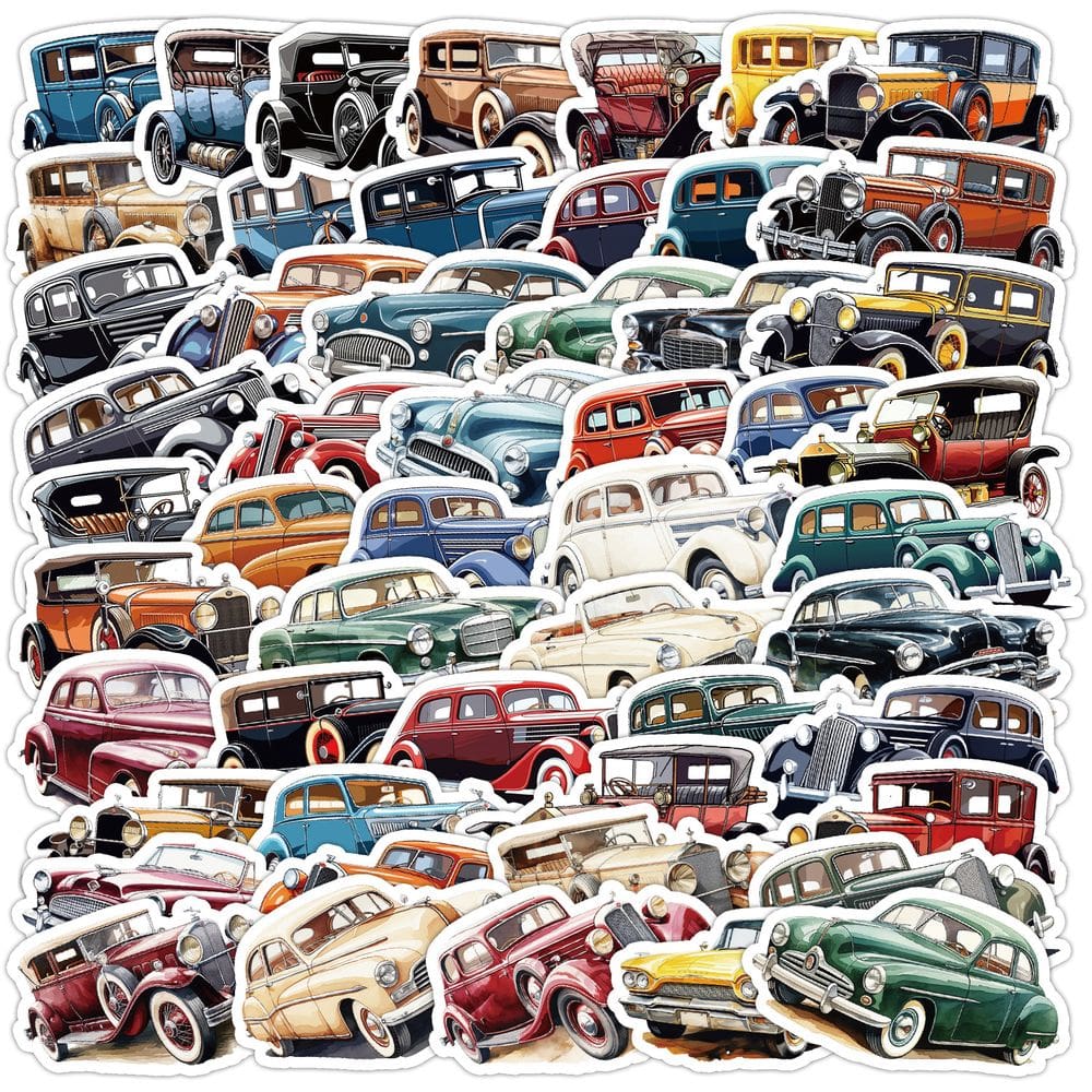 Adesivos Retros Styles Vintage Cars à prova d`água 50 unidades/lote