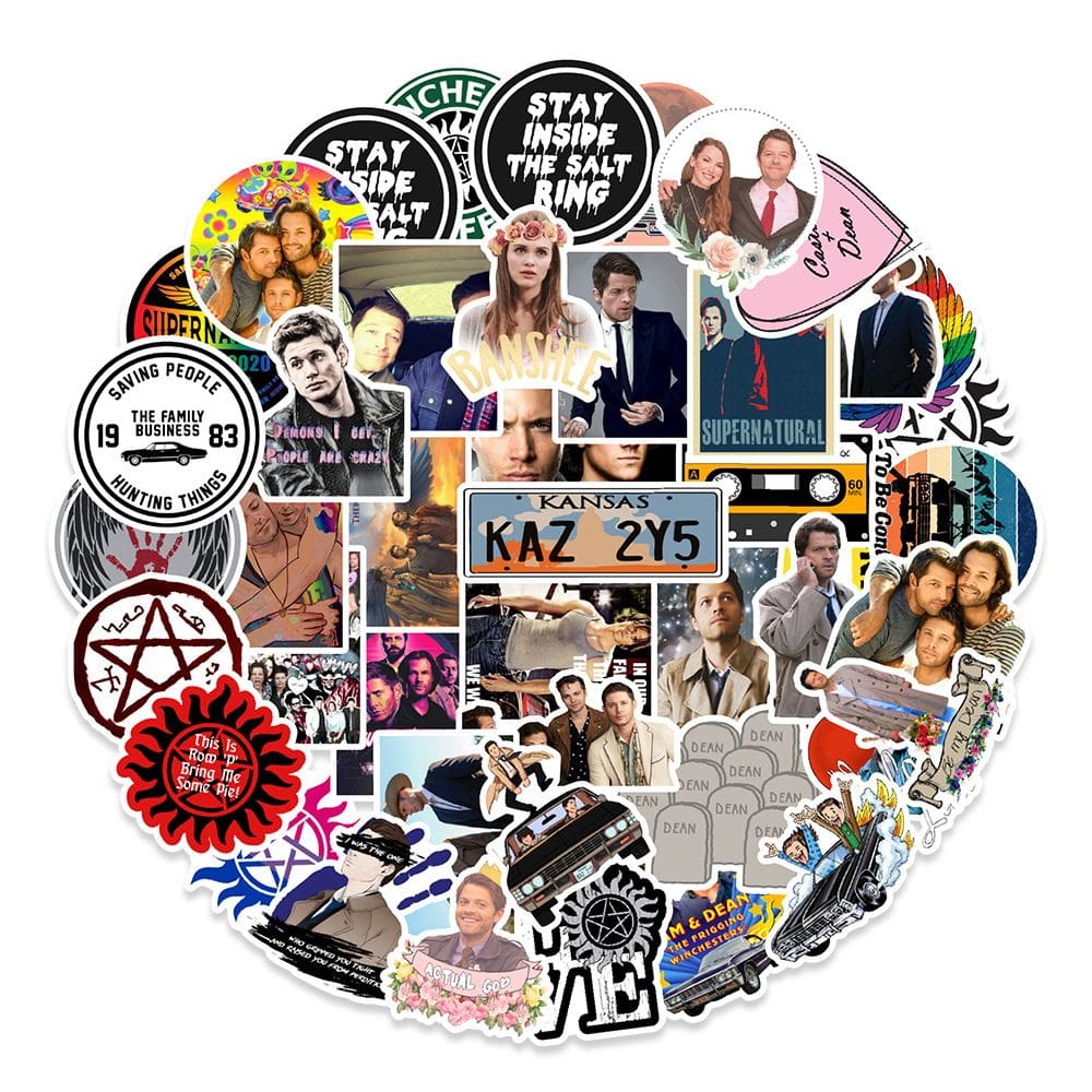 Adesivos Supernaturals, vinil impermeável, anime, 50 unidades/lote