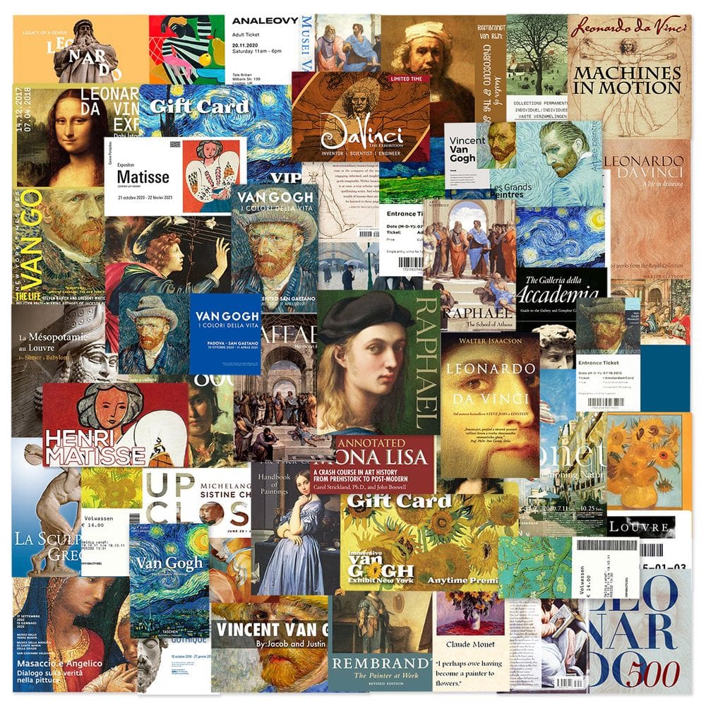 Adesivos, artes, museus, exposições, recibos de ingressos, 50 unidades/lote