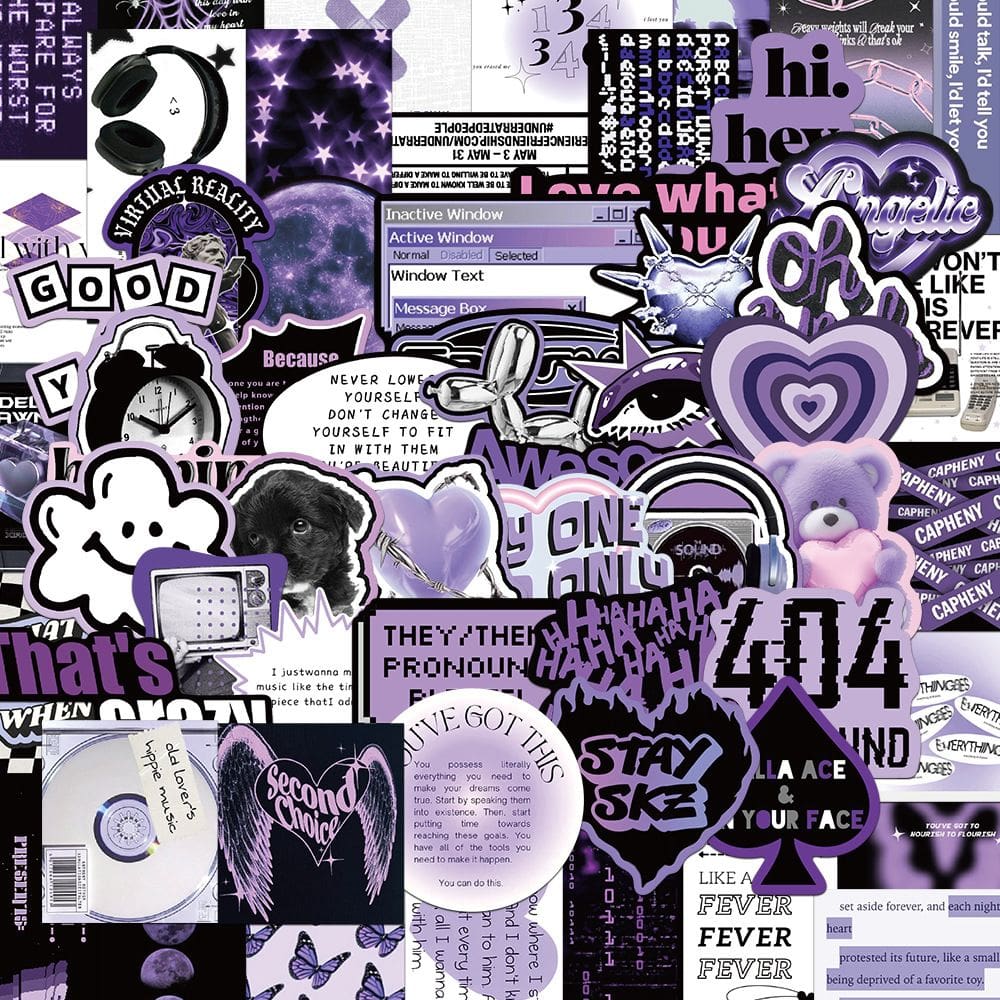 Adesivos de vinil impermeável Hi Heys Purples Styles 60 unidades/lote