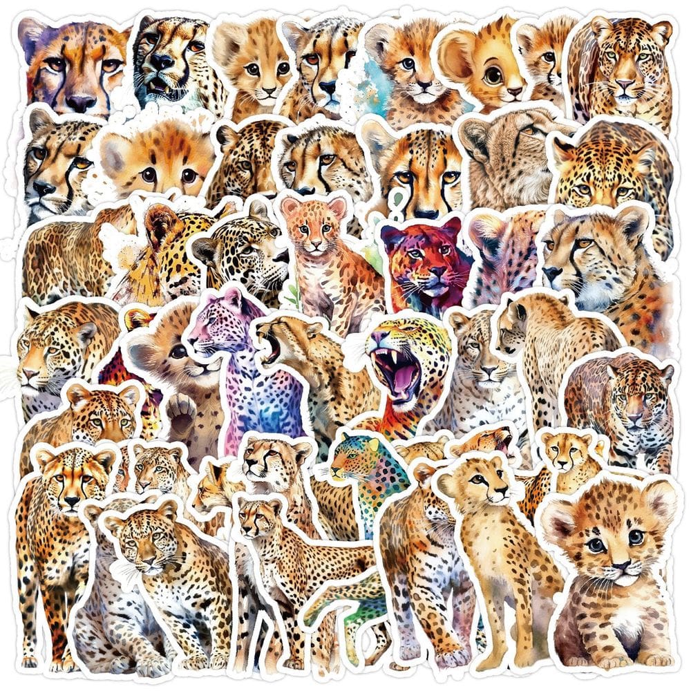 Adesivos de vinil impermeável Africans Leopards 50 unidades/lote de 5 a 7 cm