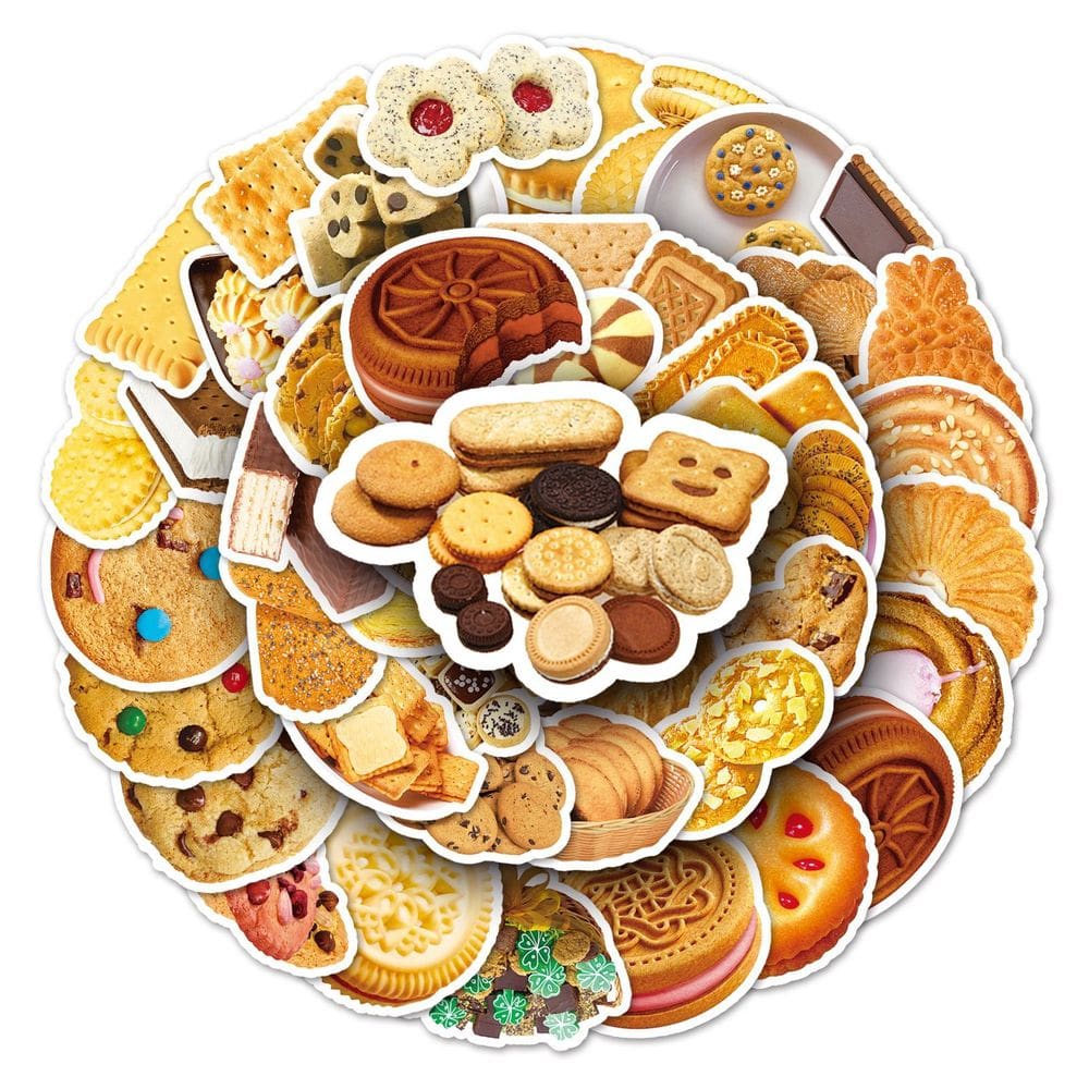Pacote de adesivos Gourmet Cookies 3D Food Anime Waterproof (50 unidades)