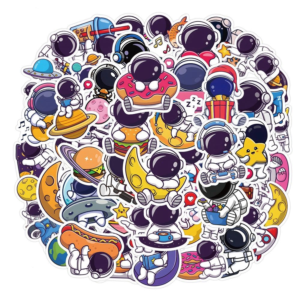 Adesivos Astronauts, vinil impermeável, anime, 50 unidades/lote