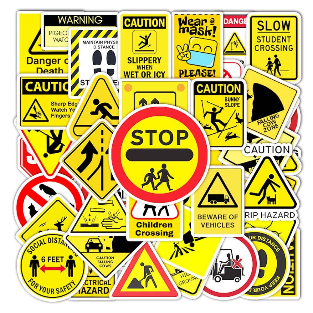 Pacote de adesivos Warning Signs Anime 50 unidades de desenho animado decorativo
