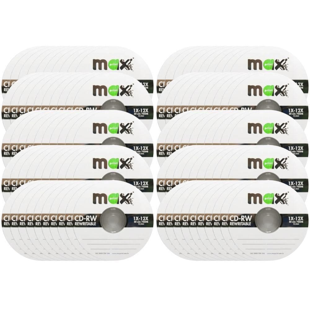 Caixa De Mídia 100 Unidade Cd-Rw 700Mb 80Min 1X-12X Maxprint