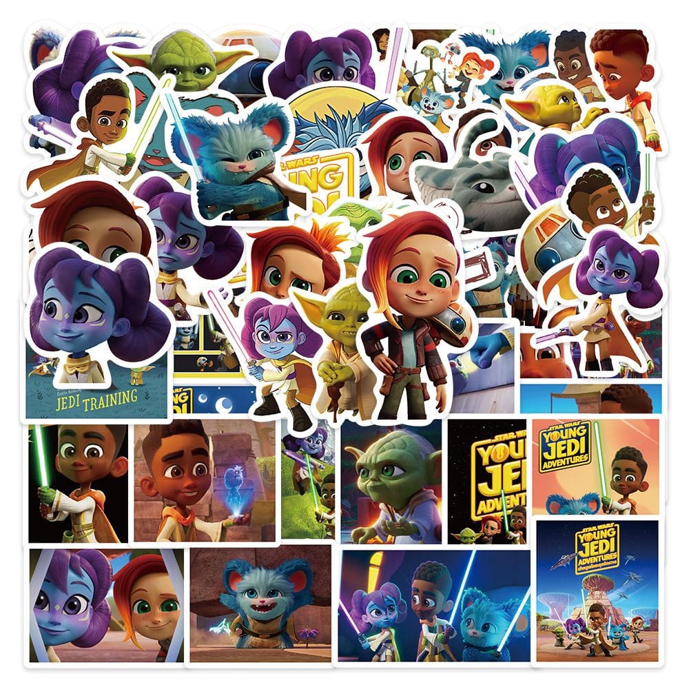 Adesivos Youngs Jedis Adventures em vinil impermeável, 50 unidades
