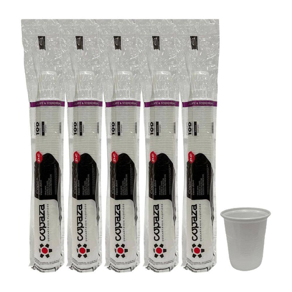 500 Copos 80Ml Descartável Branco Café Chá Copaza