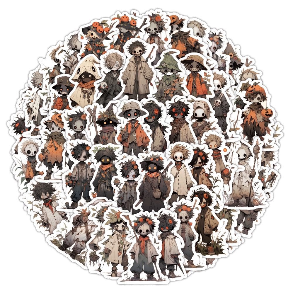 Adesivos Horror Scarecrows, vinil impermeável, anime, 60 unidades