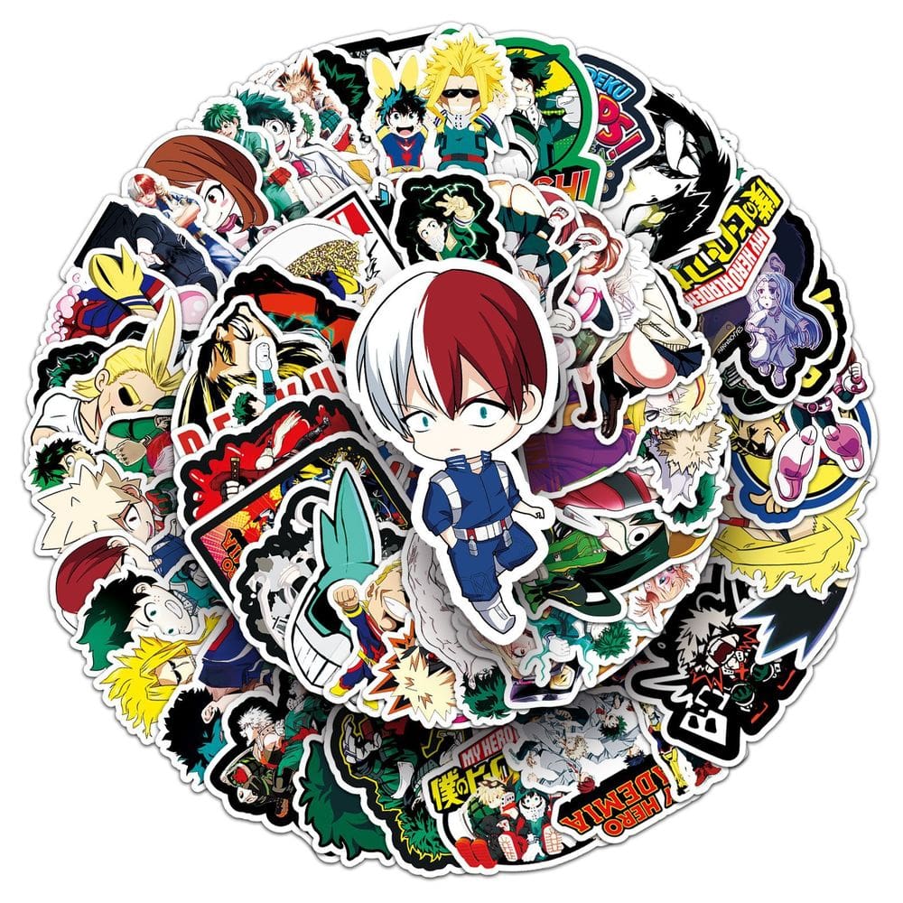 Adesivos My Heros Academias, vinil impermeável, 106 unidades