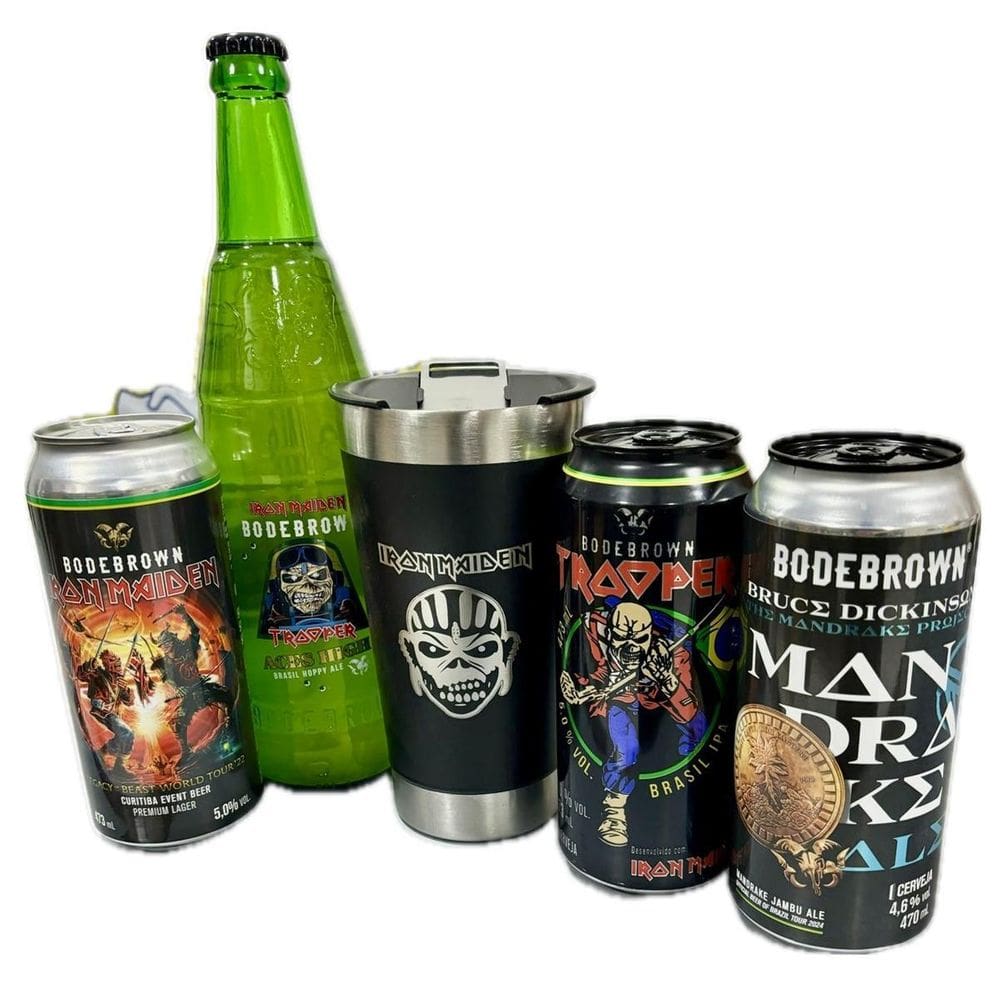 Kit Iron Maiden 4 Cervejas Premium + Copo Térmico 500Ml