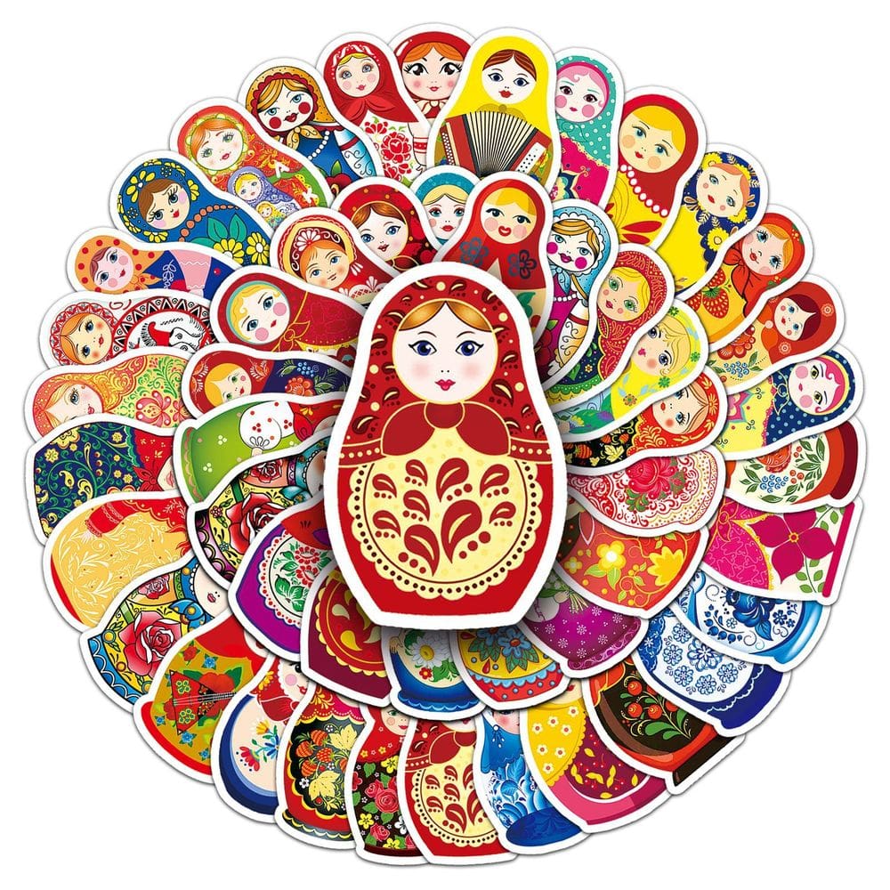 Adesivos Russians Nestings Dolls Matryoshkas 50 unidades/lote de água