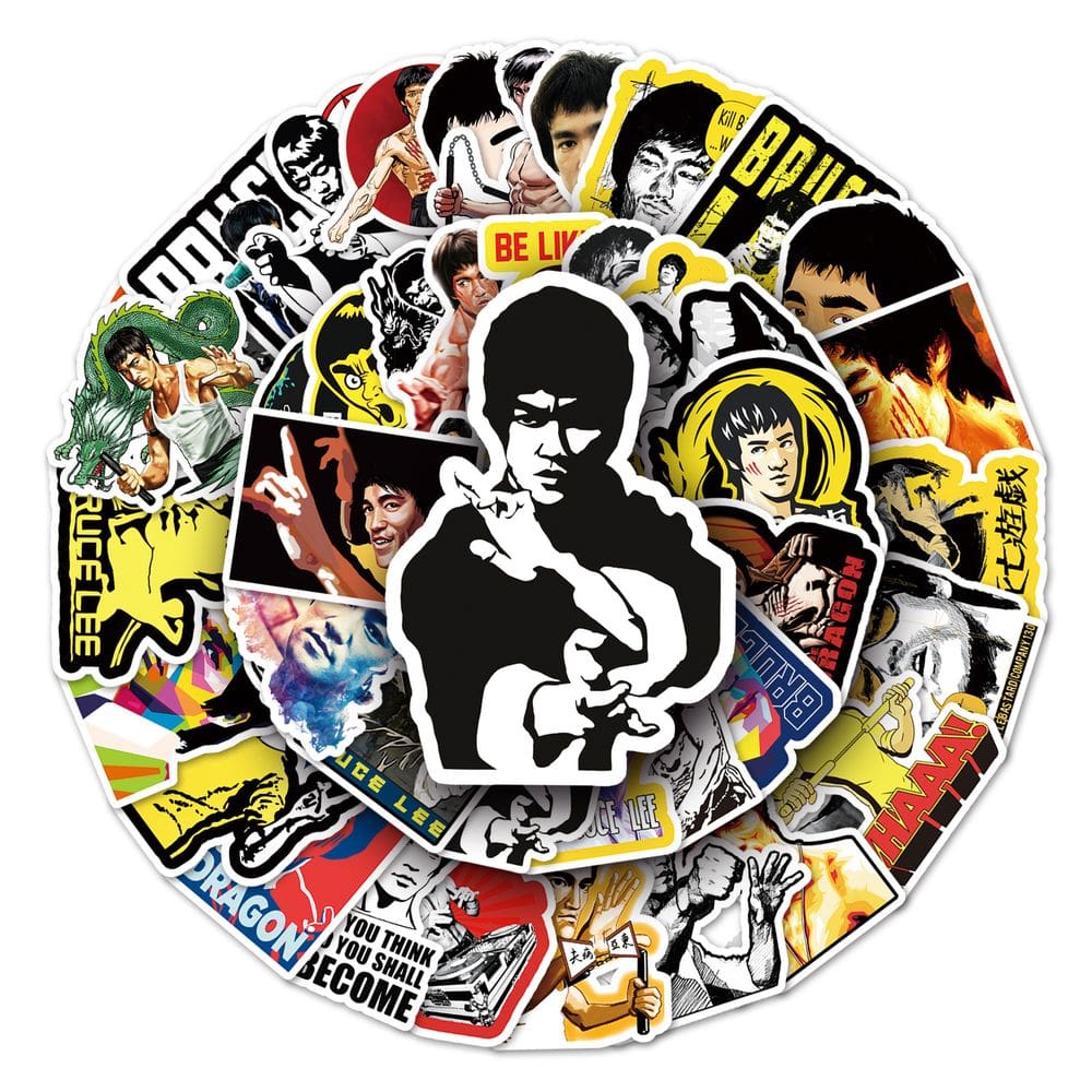 Adesivos de vinil impermeável Bruces Lees, anime, 51 unidades