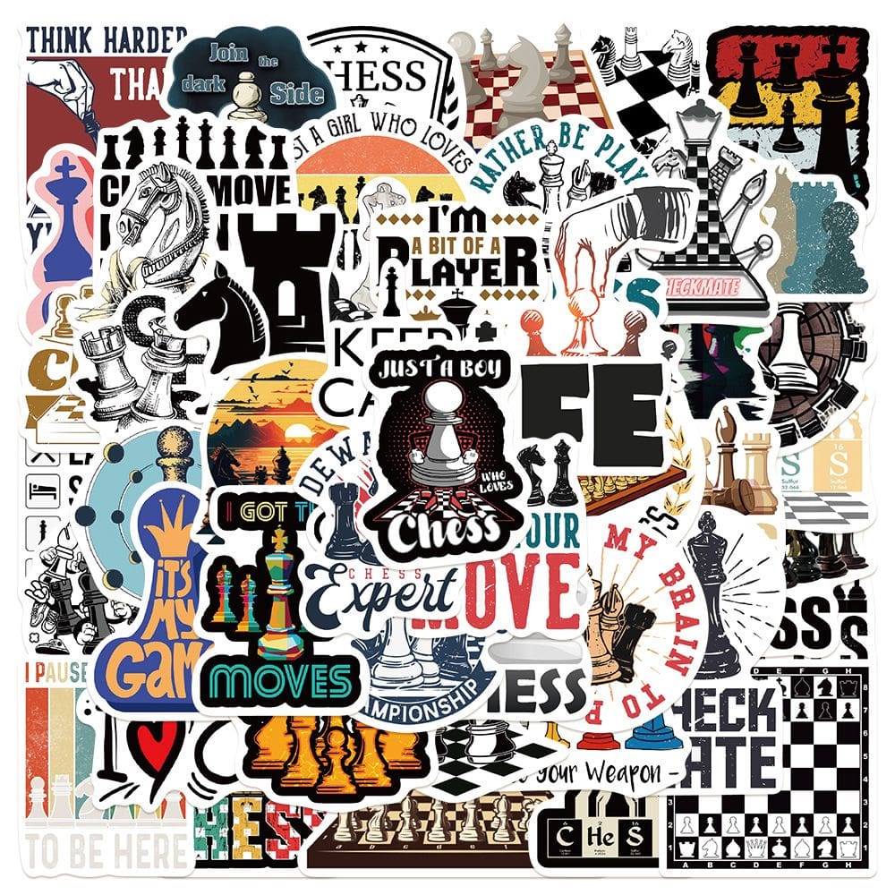 Adesivos, 50 unidades/lote, jogos de xadrez, adesivo impermeável de anime em vinil