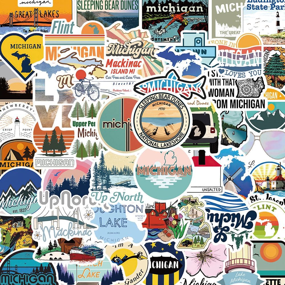 Adesivos de vinil impermeável Michigans, anime, 50 unidades/lote, 5-7 cm