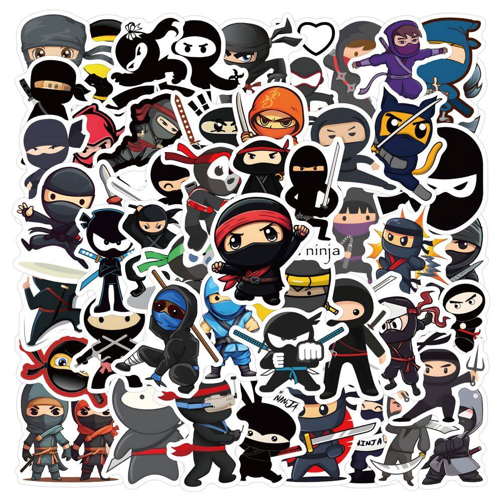 Pacote de adesivos Ninjas Anime, vinil impermeável, 60 unidades de 4-8 cm