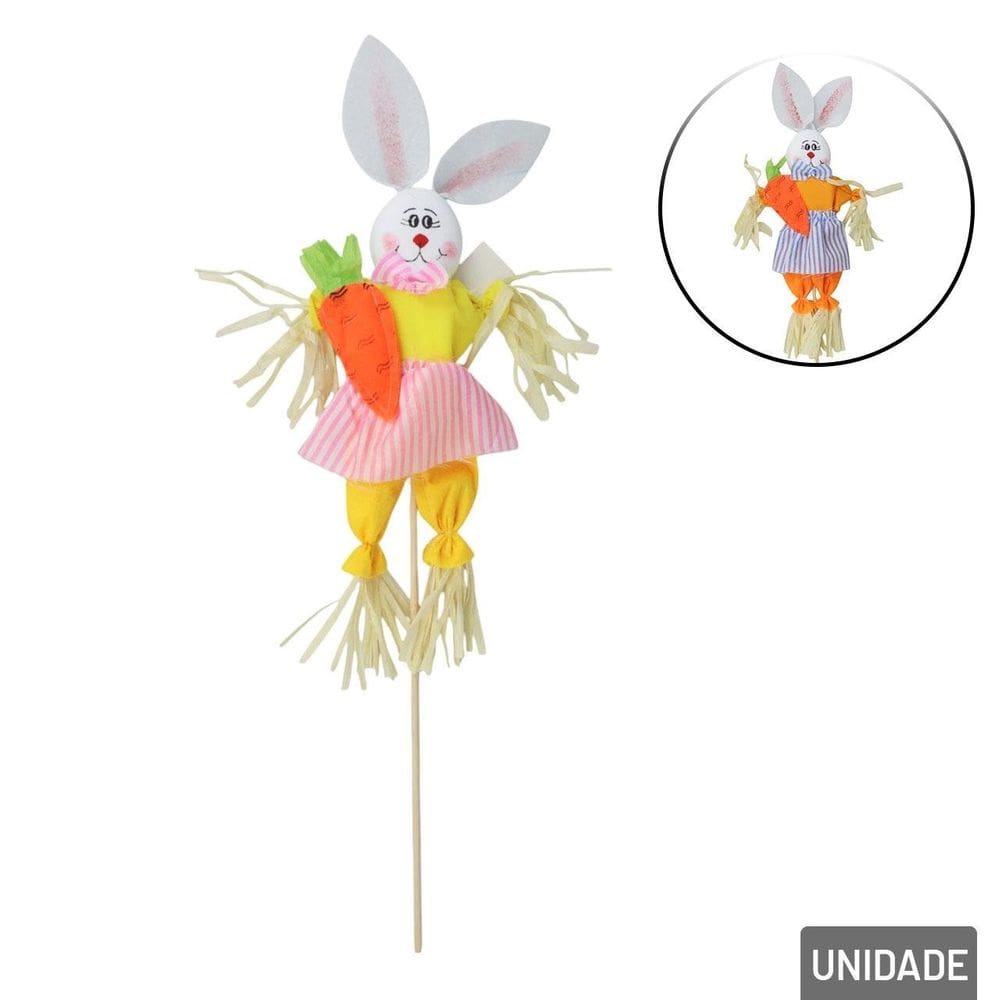 Enfeite de Páscoa Coelho Espantalho 58cm  - Tudo em Caixa