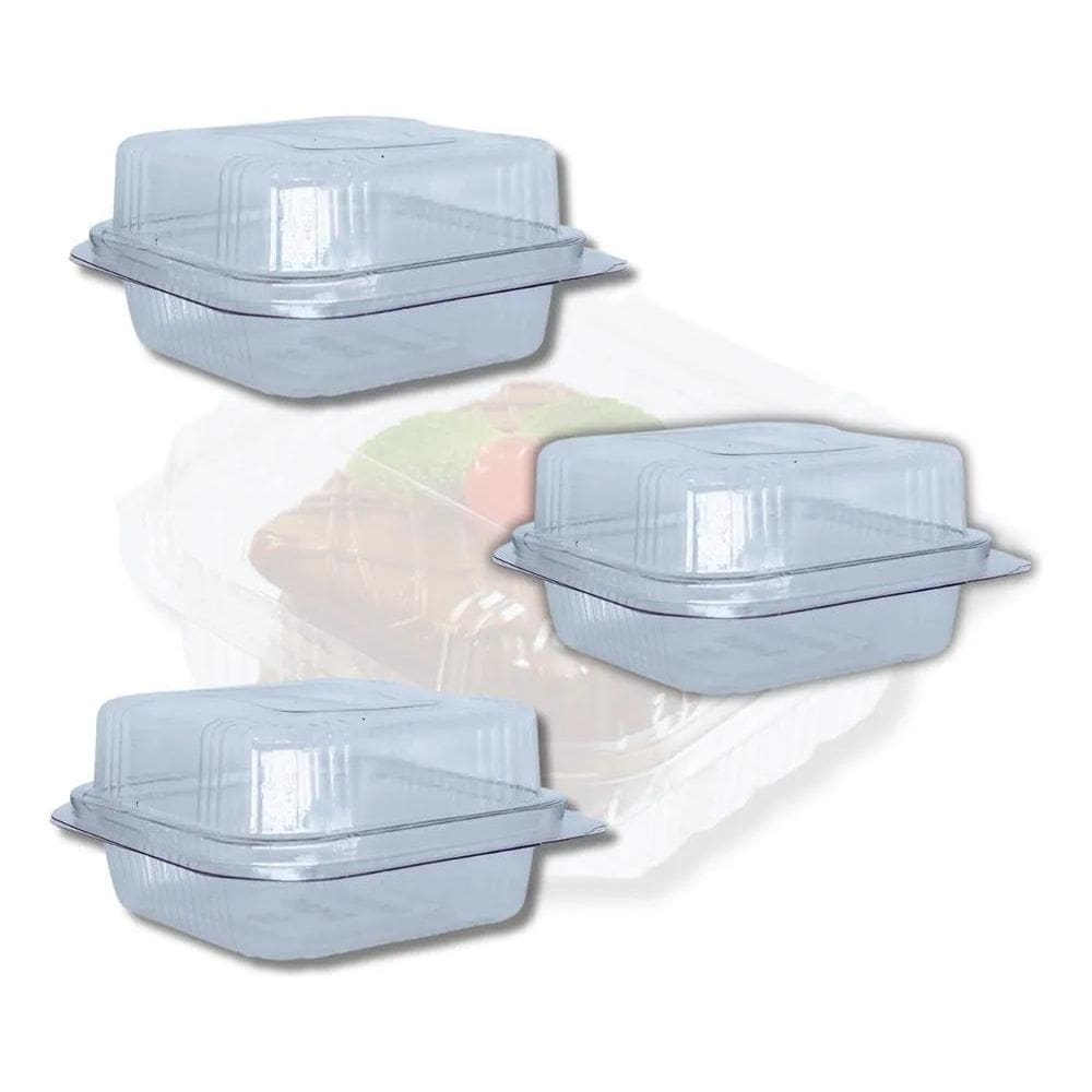 2X Embalagem Para Bolo Doce Quadrado Articulado C/100Un Tran