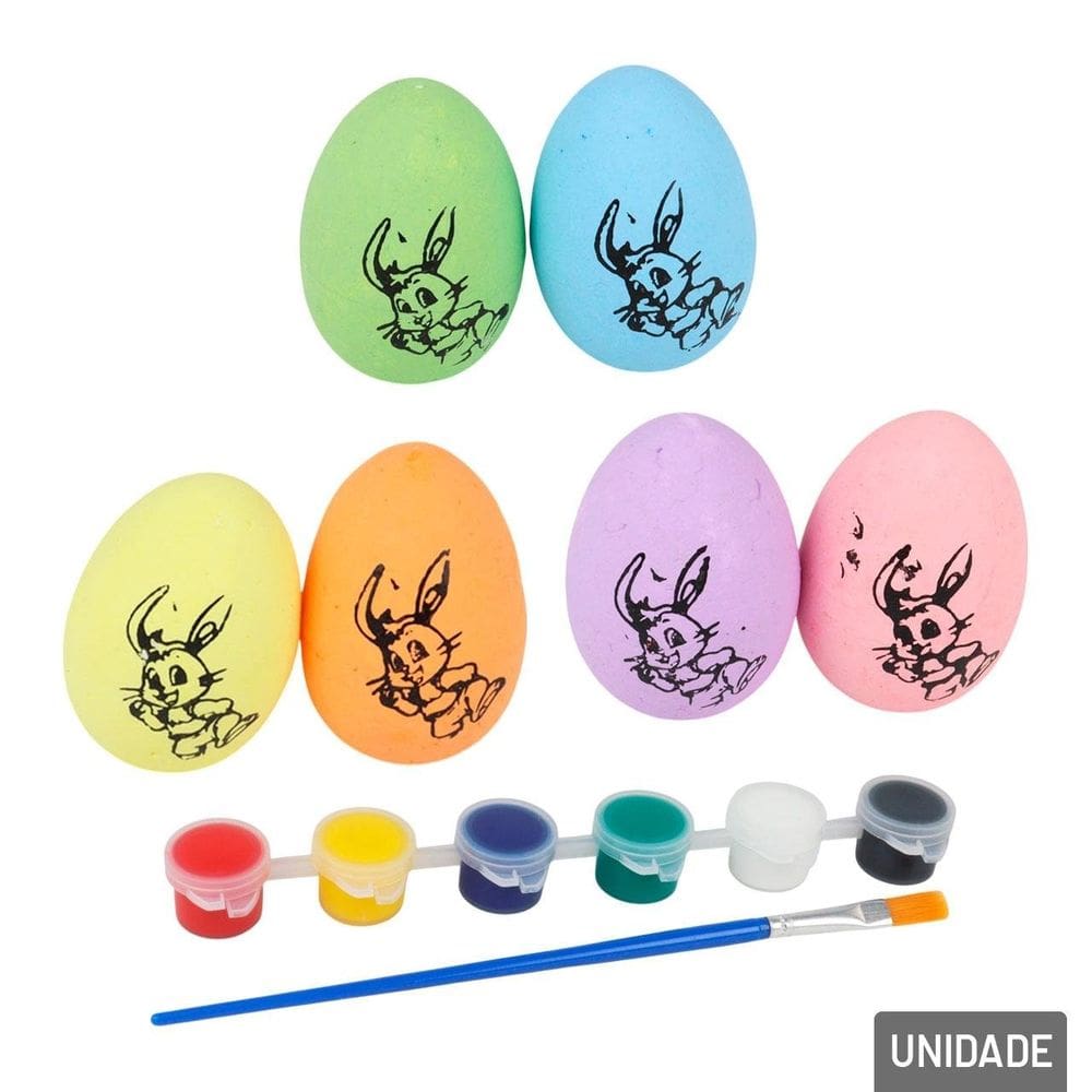 Enfeite de Páscoa Ovos Para Pintar Tinta 13 Peças - Tudo em Caixa