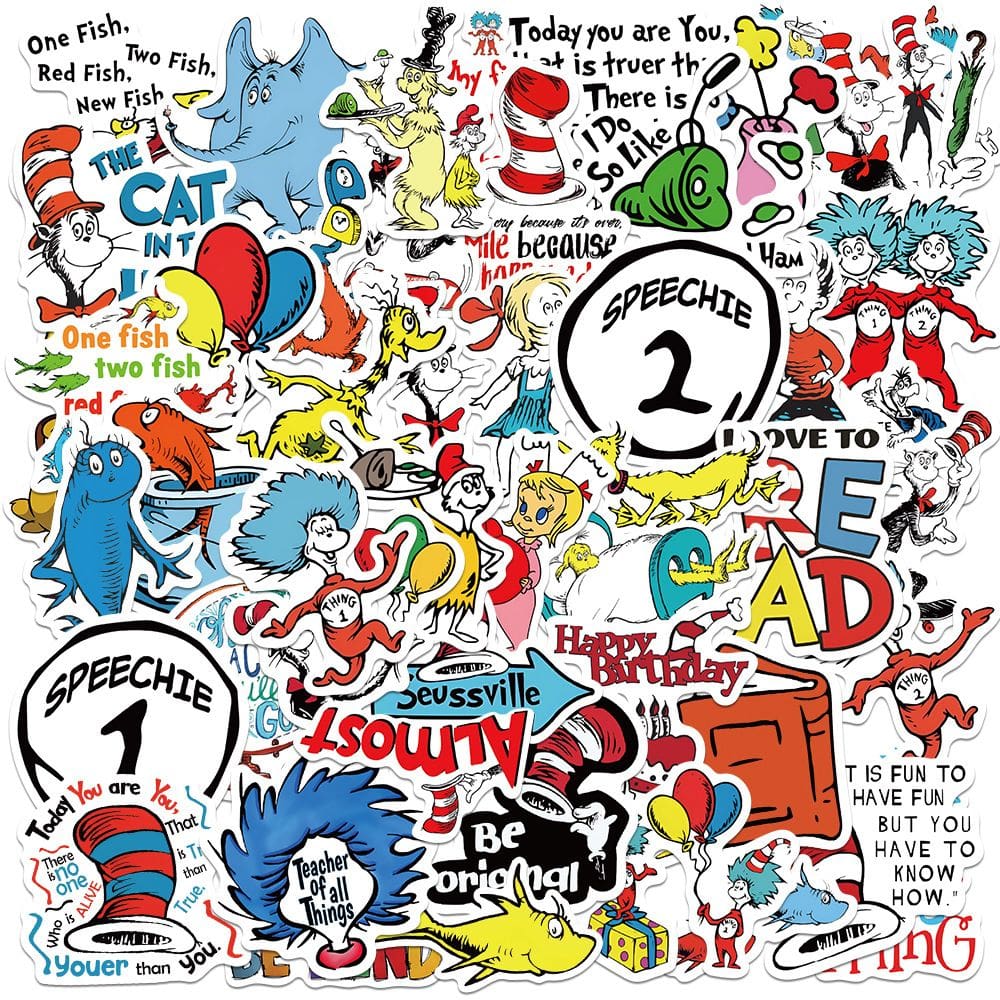 Adesivos de vinil impermeável Dr Seuss Anime 50 unidades