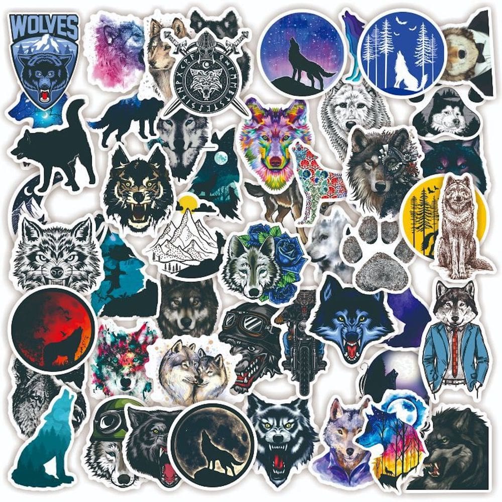 Pacote de adesivos Wolf King Anime, vinil impermeável, 50 unidades