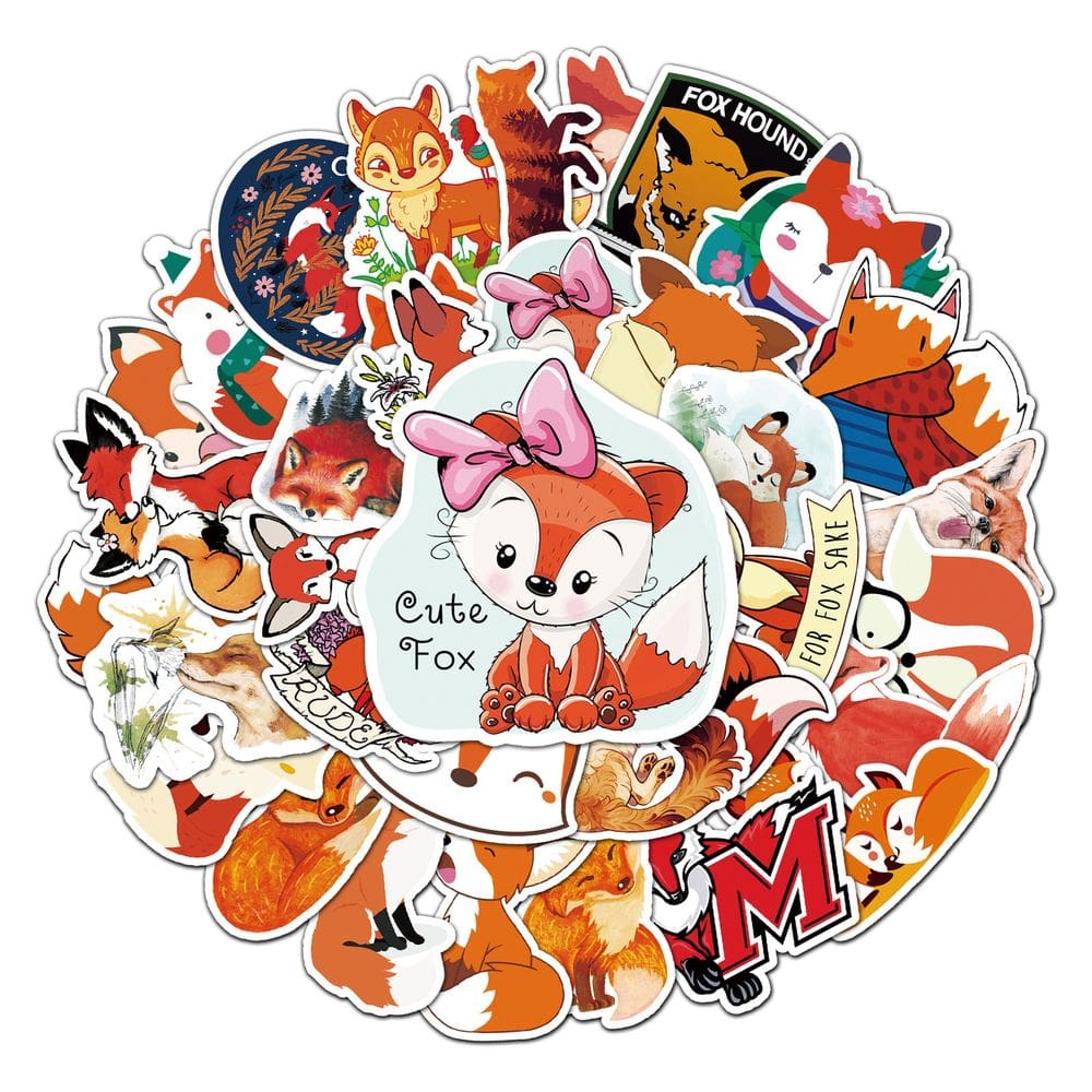 Pacote de adesivos Cartoon Fox Anime, vinil impermeável, 50 unidades